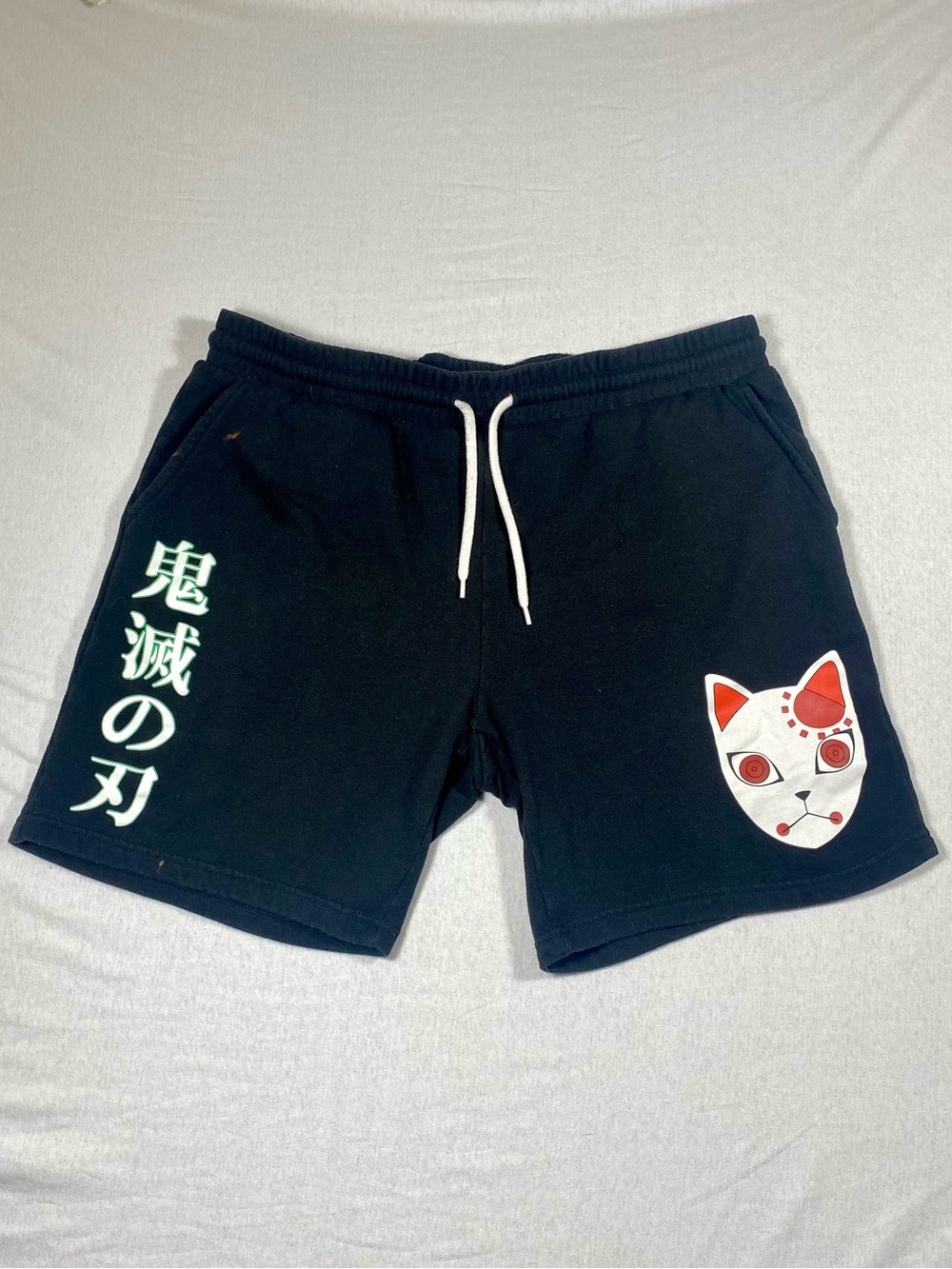Demon Slayer Anime Shorts Joggers Style Unisex Sz L Fox Mask Japanese